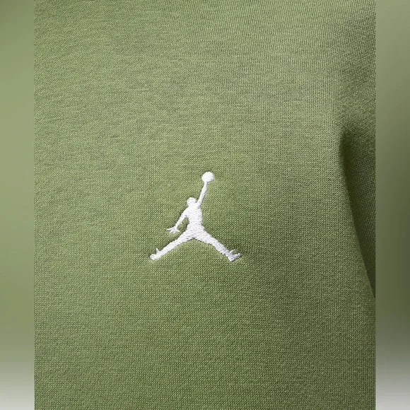 Nike Jordan Brooklyn Fleece Men's Crewneck Sweatshirt Size S Olive FJ7776-340 - Picture 6 of 7
